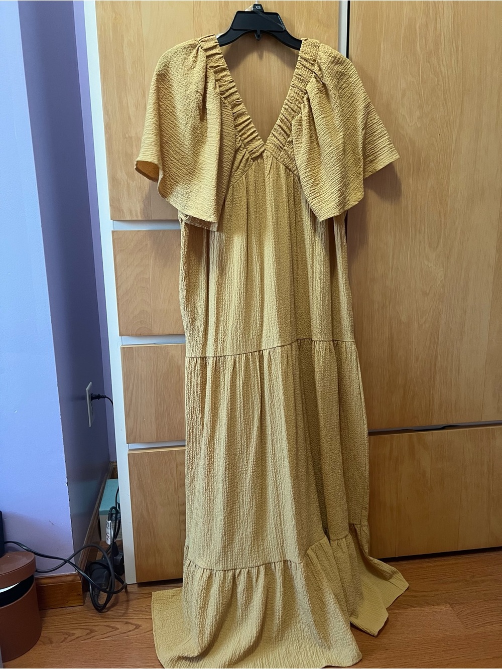 Mustard Yellow V-Neck Maxi Dress NWOT